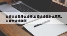 白蜡金命是什么命格,白蜡金命是什么意思,白蜡金命运如何